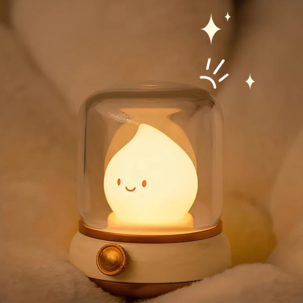 Children’s Night Lamp – Flame-Shaped Rechargeable Table Light with Dimmer-Table Lamps-Unique Casa-Beige-Unique Casa