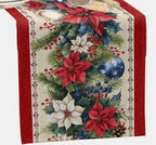 Christmas Table Runner – Linen Poinsettia Design for Holiday Dining Decor 2