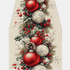 Christmas Table Runner with Pine Cone and Berry Design – Festive Holiday Decor 0