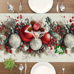 Christmas Table Runner with Pine Cone and Berry Design – Festive Holiday Decor 2