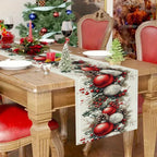 Christmas Table Runner with Pine Cone and Berry Design – Festive Holiday Decor 4