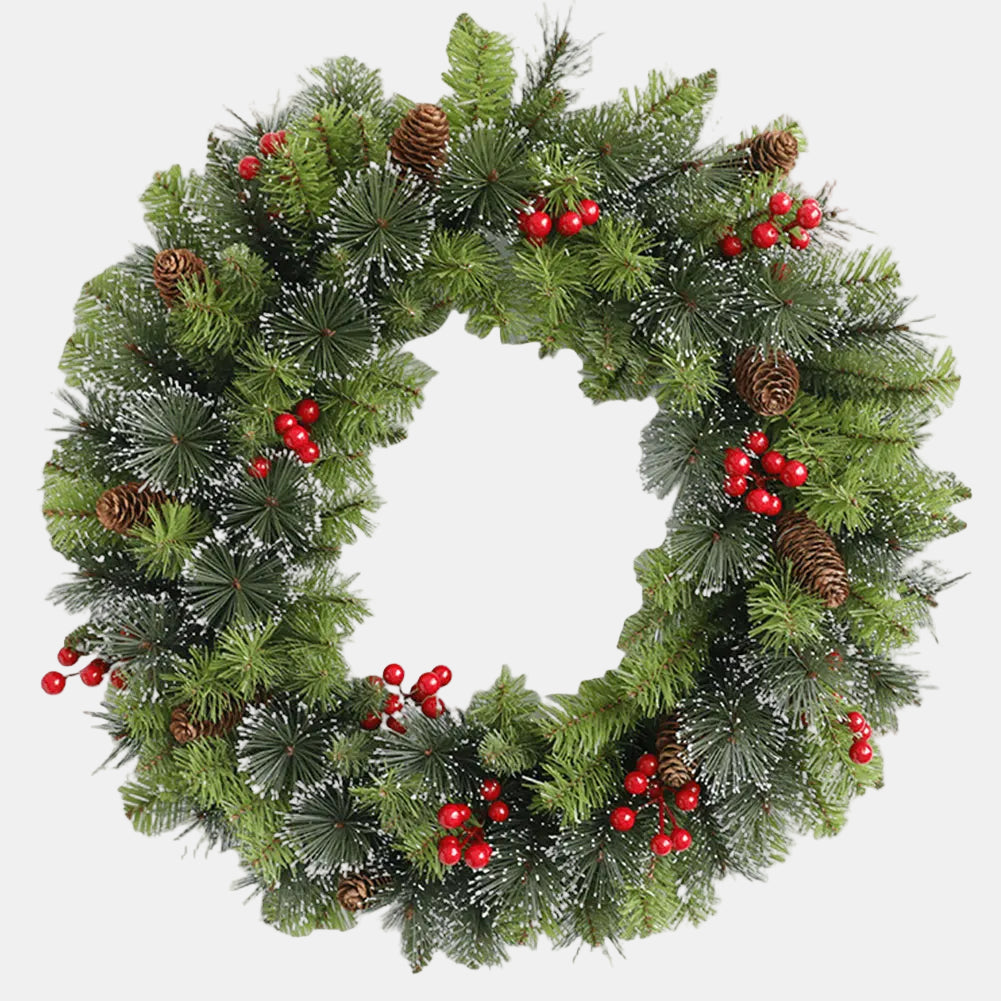 Christmas Wreath with Lights – Elegant Door Decor for Holiday Celebrations 0
