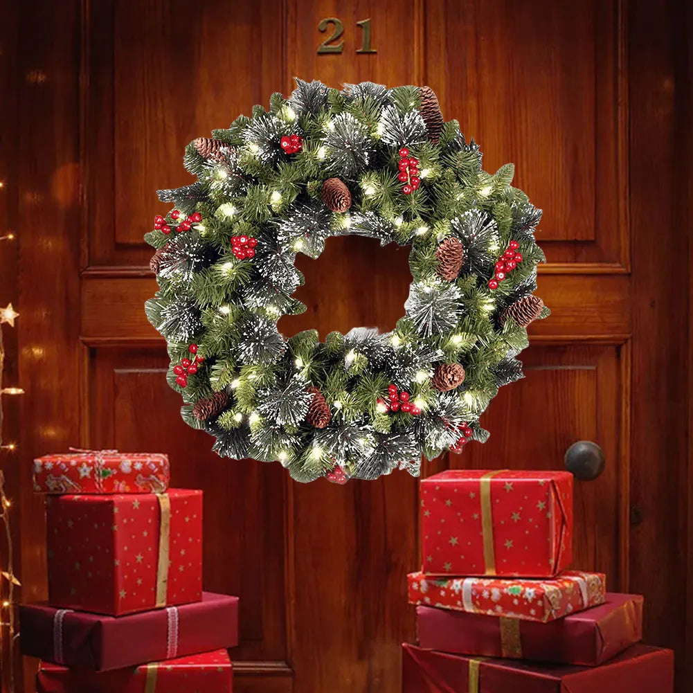 Christmas Wreath with Lights – Elegant Door Decor for Holiday Celebrations 3