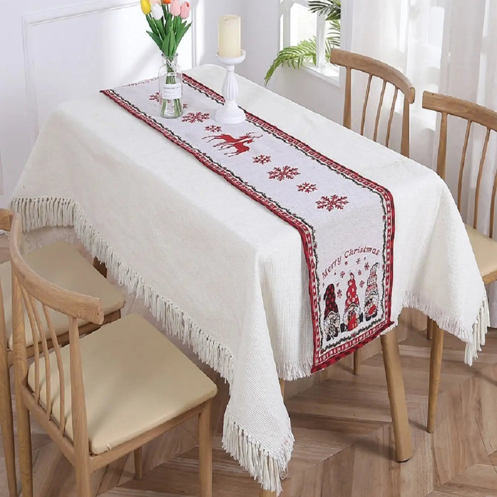 Colorful Christmas Table Runner – Festive Polyester-Cotton Holiday Decor 2