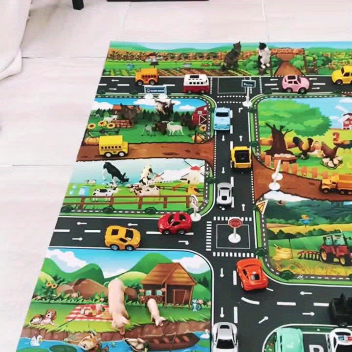 Colorful Kids Play Mat with Farm and Road Design – Interactive Play Rug for Children-Play Mat-Unique Casa-Unique Casa