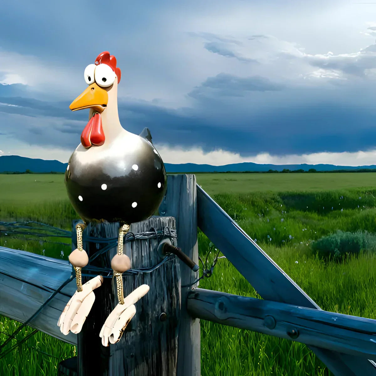 Colorful Metal Garden Chicken Sculpture – Vibrant Outdoor Decorative Art-Chicken Sculpture-Unique Casa-Black-Unique Casa