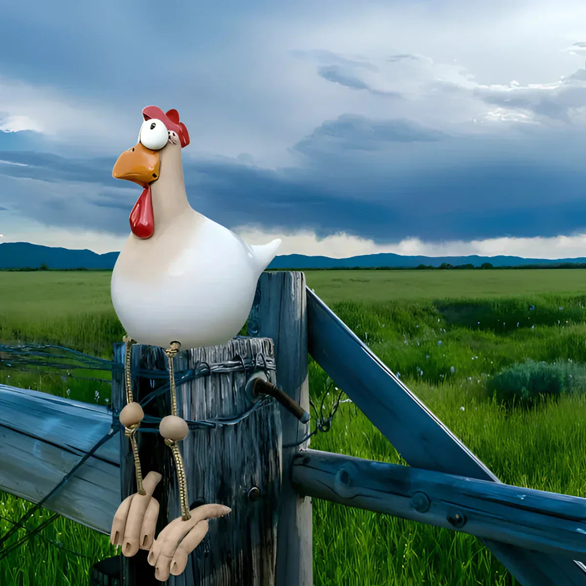 Colorful Metal Garden Chicken Sculpture – Vibrant Outdoor Decorative Art-Chicken Sculpture-Unique Casa-White-Unique Casa