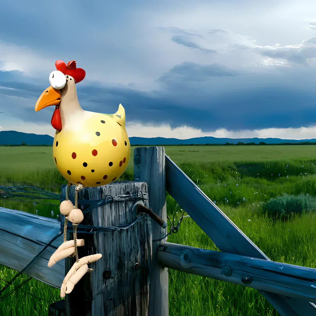 Colorful Metal Garden Chicken Sculpture – Vibrant Outdoor Decorative Art-Chicken Sculpture-Unique Casa-Yellow-Unique Casa