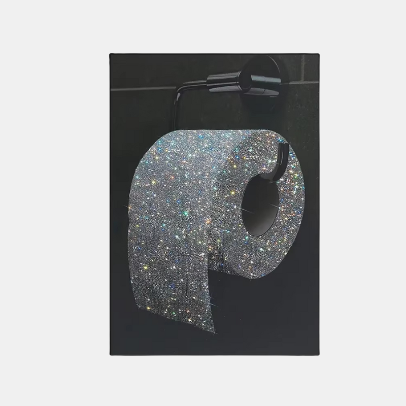 Colorful Toilet Wall Art Canvas Prints – Unique Waterproof Decor for Restroom-Prints-Unique Casa-Toilet Paper Bling-12 inch by 16 inch (30x40cm)-Unique Casa