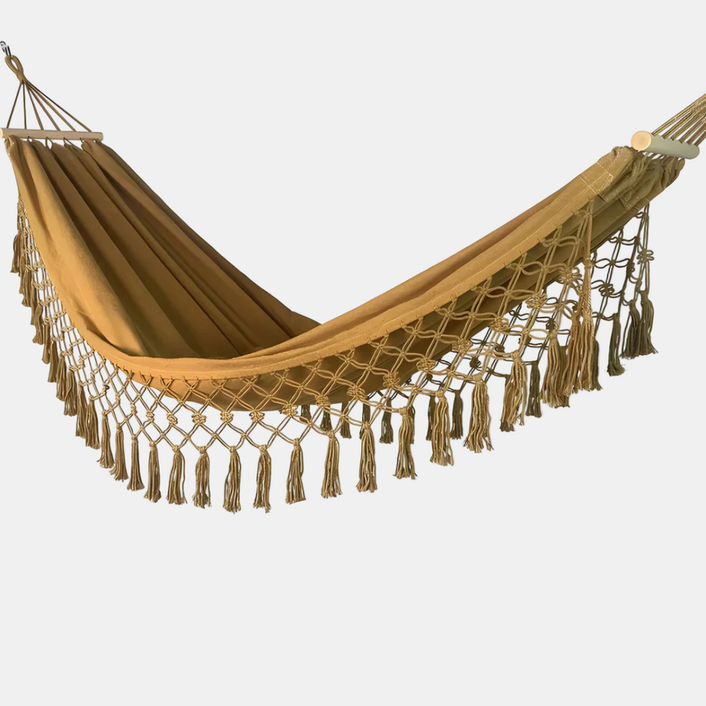 Comfortable Outdoor Hammock with Wooden Posts – Ideal for Garden Relaxation 0