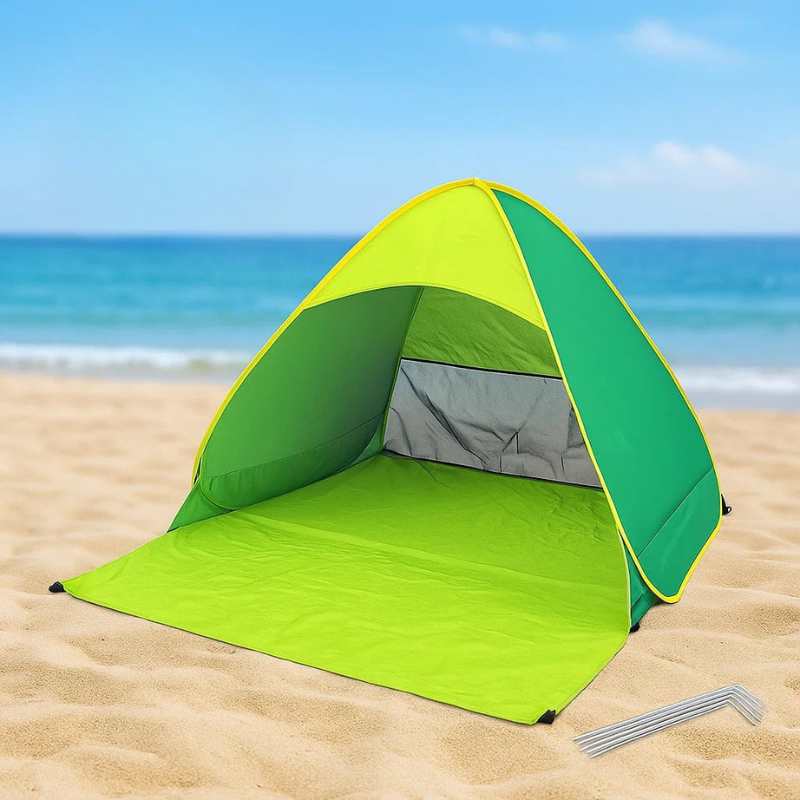 Compact Pop Up Beach Tent with UV Protection – Easy Setup for 2 People-Tents-Unique Casa-Green-Unique Casa