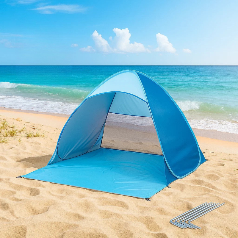 Compact Pop Up Beach Tent with UV Protection – Easy Setup for 2 People-Tents-Unique Casa-Sky Blue-Unique Casa