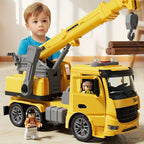 Construction Toy Truck Crane Vehicle – Realistic Crane Truck with Lights and Sounds-Construction Toy Set-Unique Casa-Yellow-Unique Casa