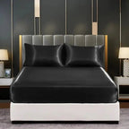 Cooling Ice-Silk Bed Set – Breathable Wrinkle-Free Bedding for Hot Sleepers-Bed Sheet Set-Unique Casa-Black-Queen Bed (152x203 cm)-Unique Casa