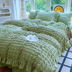 Coquette Princess Bedding Set – Charming and Elegant Comfort for a Royal Bedroom Look-Bedding Set-Unique Casa-Green-Single 3 pcs-Unique Casa