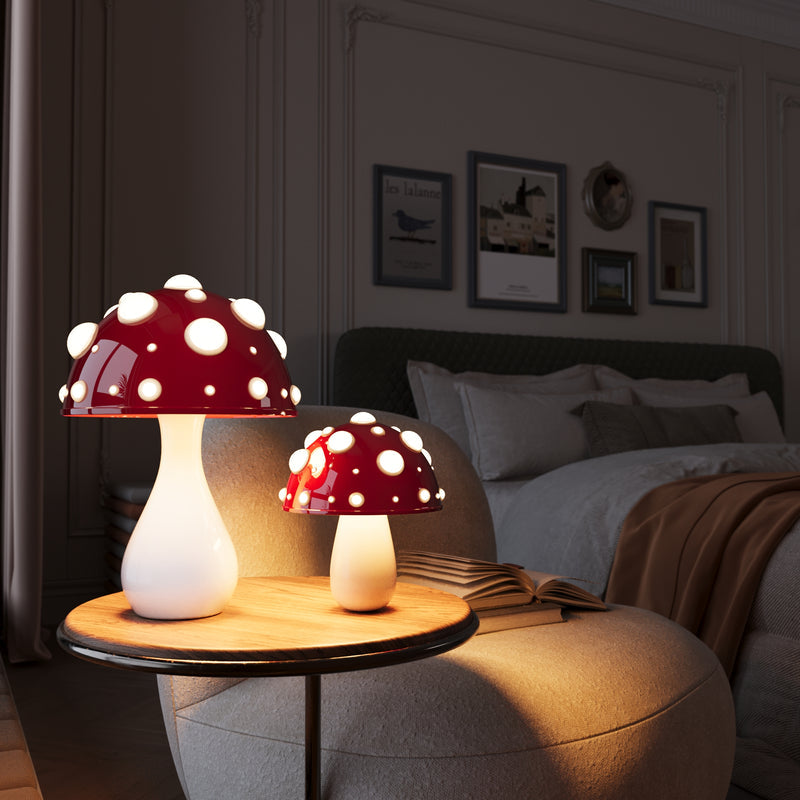 Cordless Table Lamp with Cozy Mushroom Design – Portable LED Desk Light for Home 0