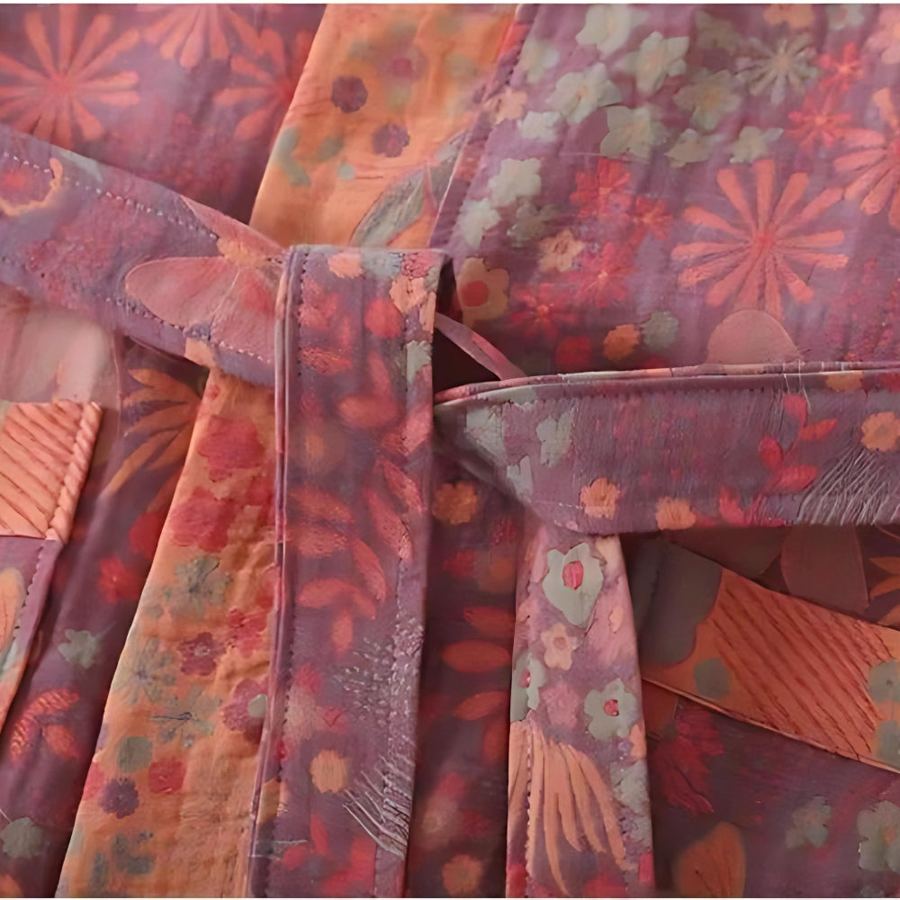 Cotton Bathrobe with Vintage Design – Elegant Dressing Gown for Home Relaxation 5