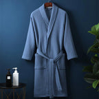 Cotton Waffle Bathrobe for Women – Lightweight V-Neck Dressing Gown with Pockets 6