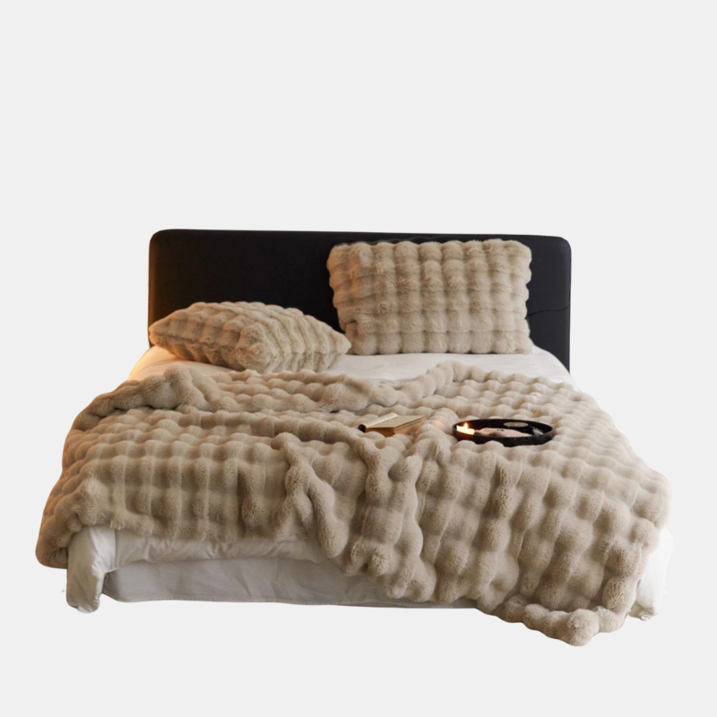 Cozy Faux Fur Throw Blanket – Soft Plush Blanket for Living Room Comfort-Throw Blankets-Unique Casa-Coffee-160 x 100cm-Unique Casa