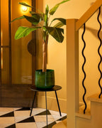 Dark Green Metal Flower Pot – 32 cm Industrial Style Planter-Plant Pot-Unique Casa