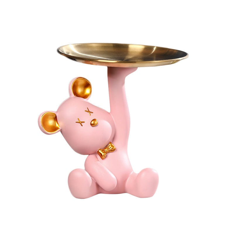 Decorative Tray with Bear Sculpture – Unique Centerpiece for Home Decor 4