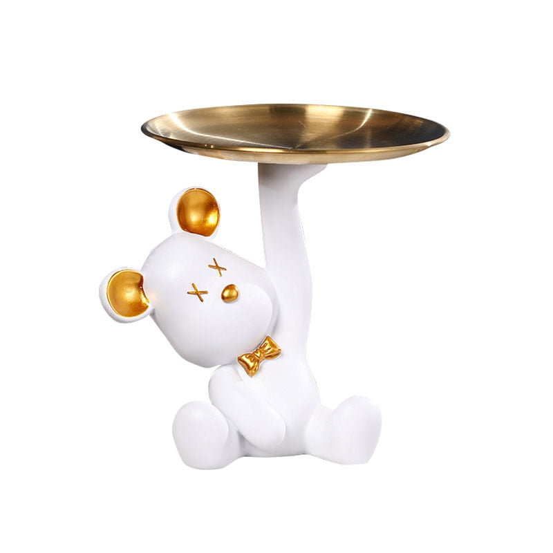 Decorative Tray with Bear Sculpture – Unique Centerpiece for Home Decor 5