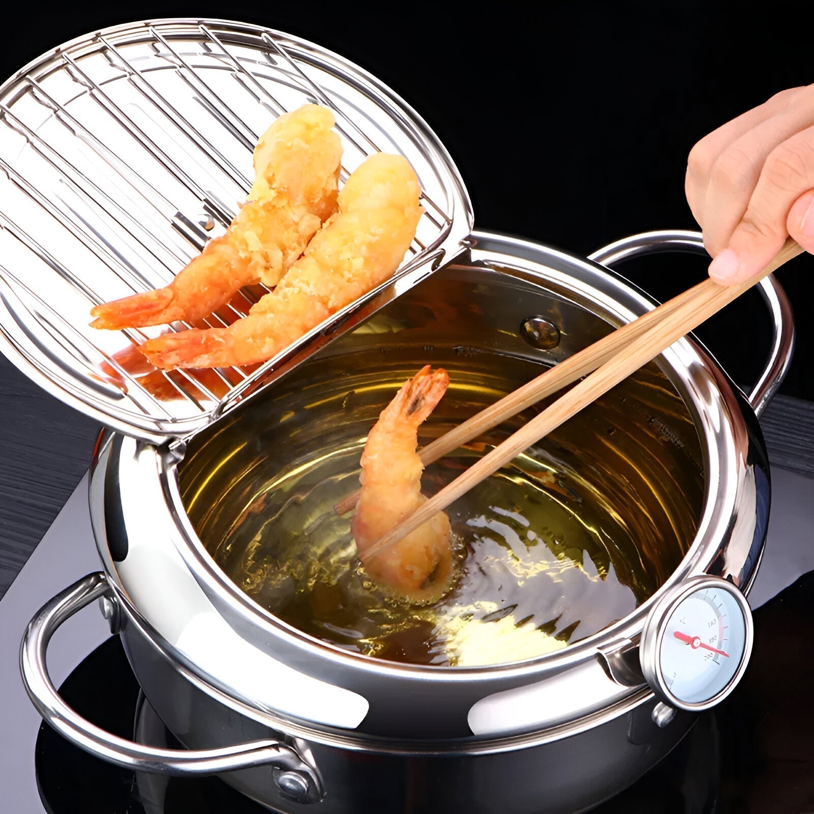 Deep Fryer Pot with Thermometer – Easy Home Cooking for Perfect Crispy Food-Fryer Pot-Unique Casa-Unique Casa
