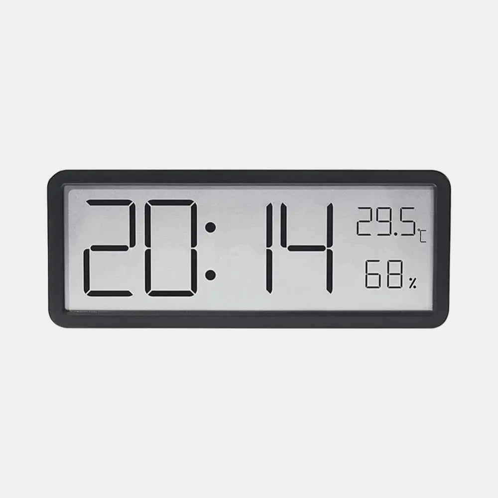 Digital LED Wall Clock with Temperature and Humidity Display-alarm clock-Unique Casa-Black-Unique Casa