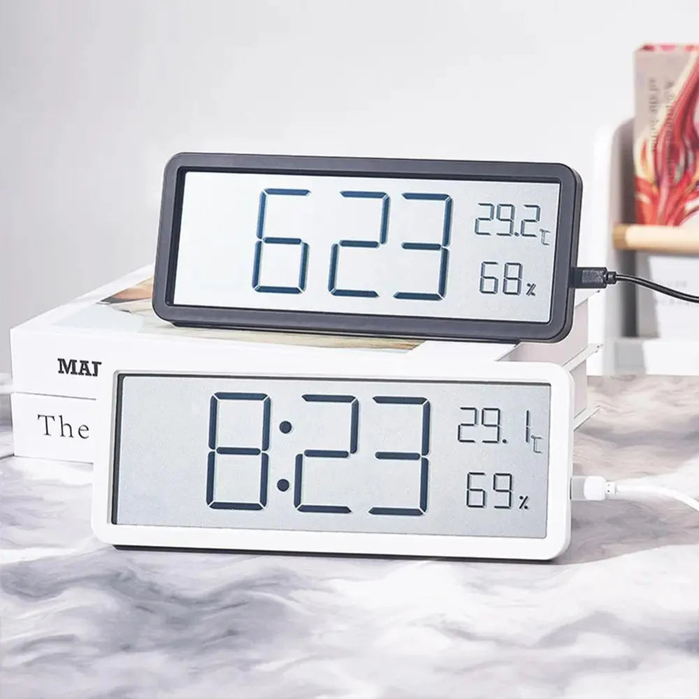 Digital LED Wall Clock with Temperature and Humidity Display-alarm clock-Unique Casa-Unique Casa