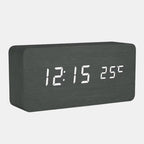 Digital Wooden Alarm Clock with LED Display – Natural Home Desk Clock-Wall Clocks-Unique Casa-Black-Unique Casa