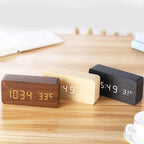 Digital Wooden Alarm Clock with LED Display – Natural Home Desk Clock-Wall Clocks-Unique Casa-Unique Casa