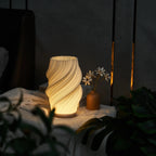 Dimmable Bedside Table Lamp with USB – Modern Wave Shade for Bedroom 3