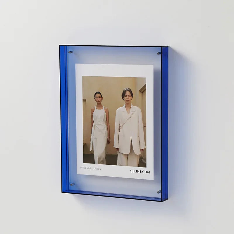 Double-Sided Acrylic Photo Frame – Transparent Modern Picture Display for Home and Office-Photo Frame-Unique Casa-Blue-11x14cm-Unique Casa