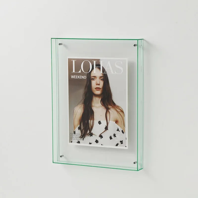 Double-Sided Acrylic Photo Frame – Transparent Modern Picture Display for Home and Office-Photo Frame-Unique Casa-Bright Green-11x14cm-Unique Casa