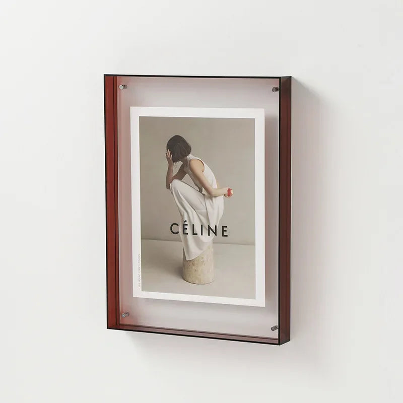 Double-Sided Acrylic Photo Frame – Transparent Modern Picture Display for Home and Office-Photo Frame-Unique Casa-Dark Brown-11x14cm-Unique Casa