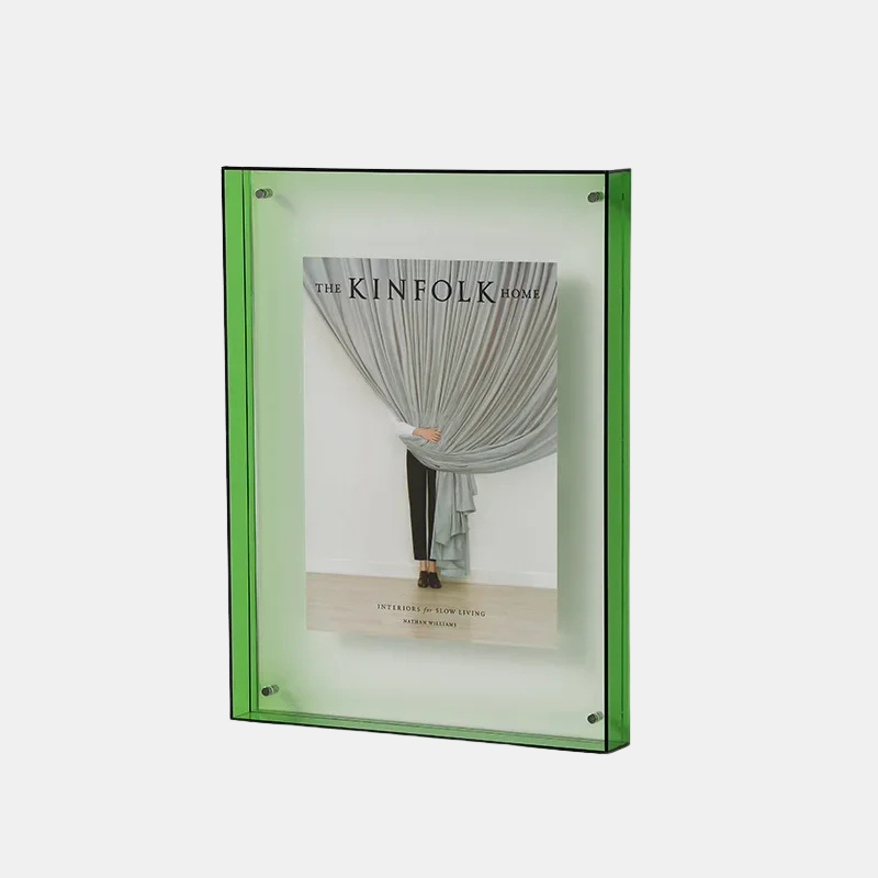 Double-Sided Acrylic Photo Frame – Transparent Modern Picture Display for Home and Office-Photo Frame-Unique Casa-Green-11x14cm-Unique Casa
