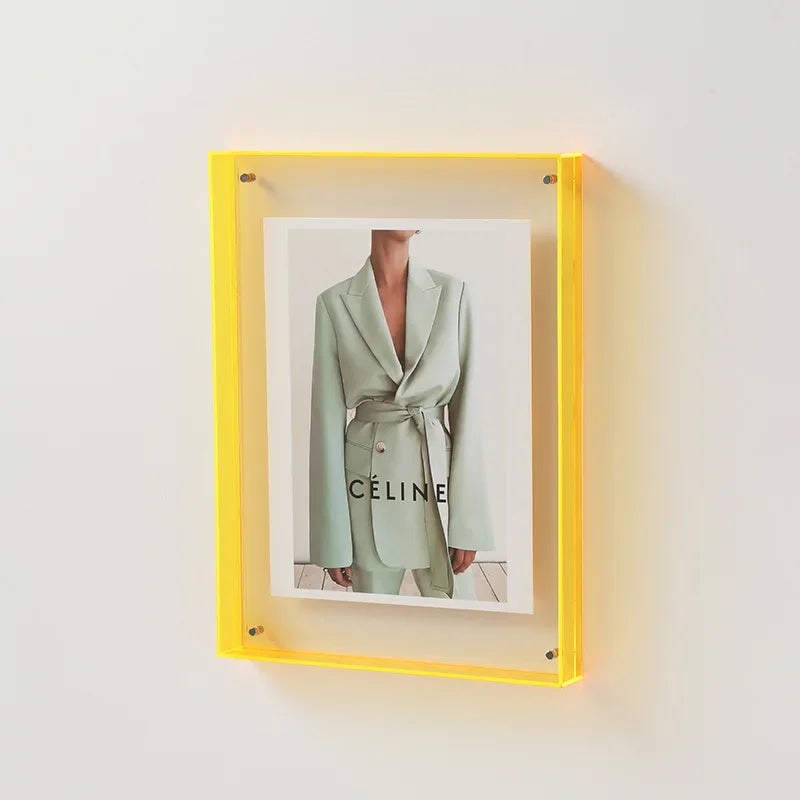 Double-Sided Acrylic Photo Frame – Transparent Modern Picture Display for Home and Office-Photo Frame-Unique Casa-Yellow-11x14cm-Unique Casa