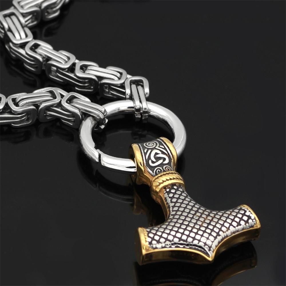 Double Wolf Head & Mjolnir Necklace – Viking Stainless Steel Jewelry-Necklace-Unique Casa-Unique Casa