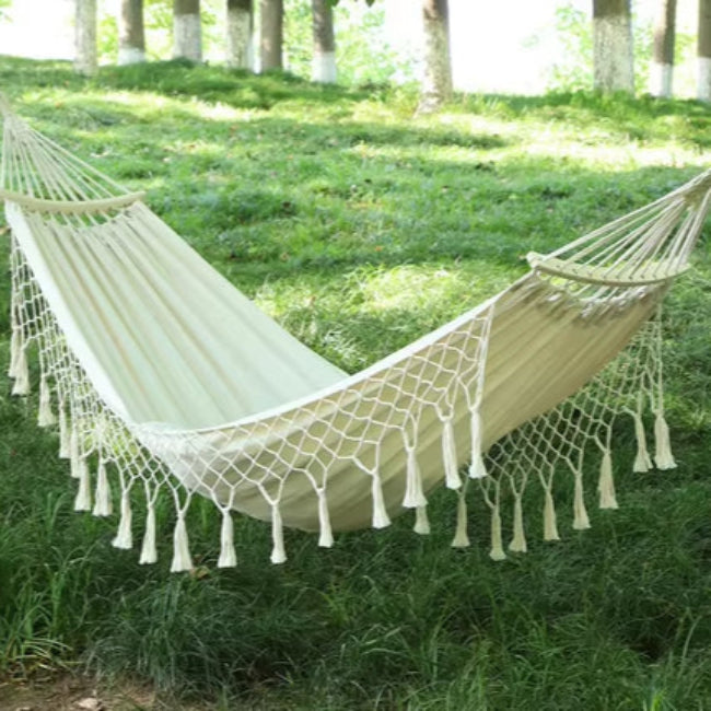 Durable Outdoor Camping Hammock with Fringe Design