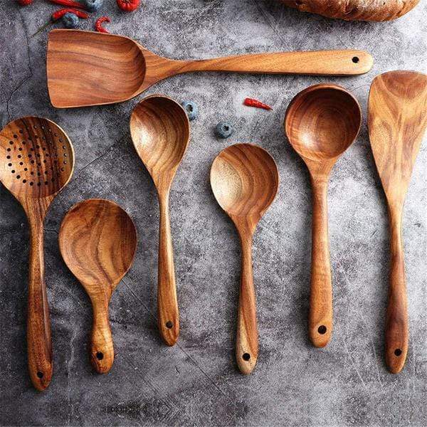 Eco-Friendly Wooden Kitchen Utensil Set – 7 Essential Cooking Tools 0