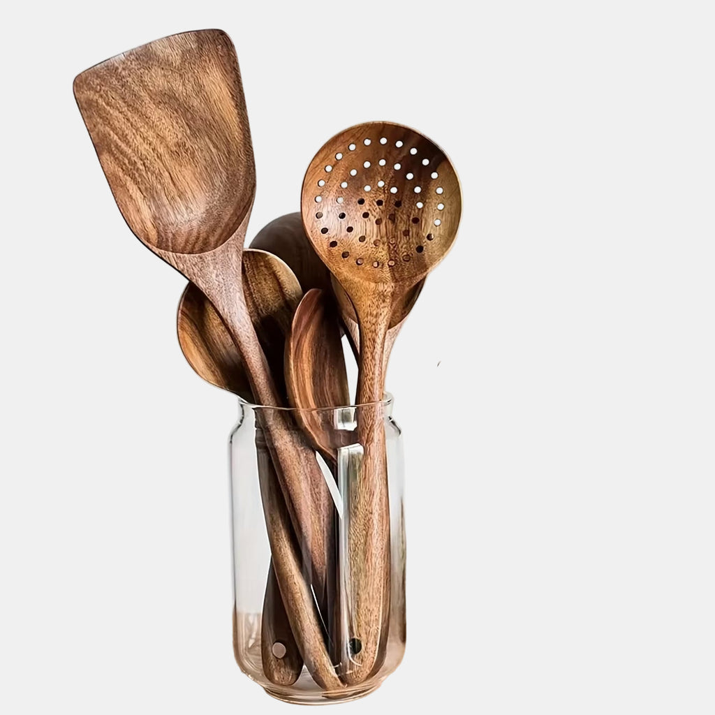 Eco-Friendly Wooden Kitchen Utensil Set – 7 Essential Cooking Tools-Kitchen Utensils-Unique Casa-Unique Casa