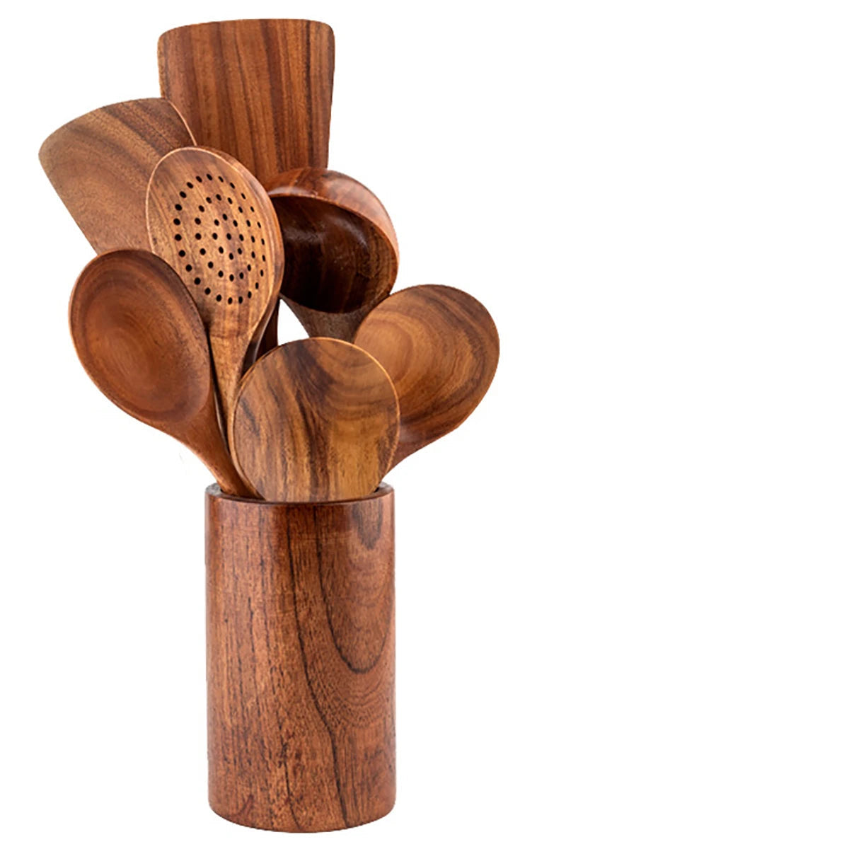 Eco-Friendly Wooden Kitchen Utensil Set with Spatula and Organizer 9