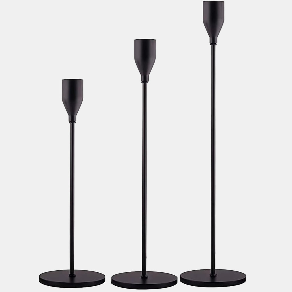 Elegant 3-Piece Glass Candle Holders Set – Decorative Centerpiece for Home-Candle Holders-Unique Casa-Black-Unique Casa