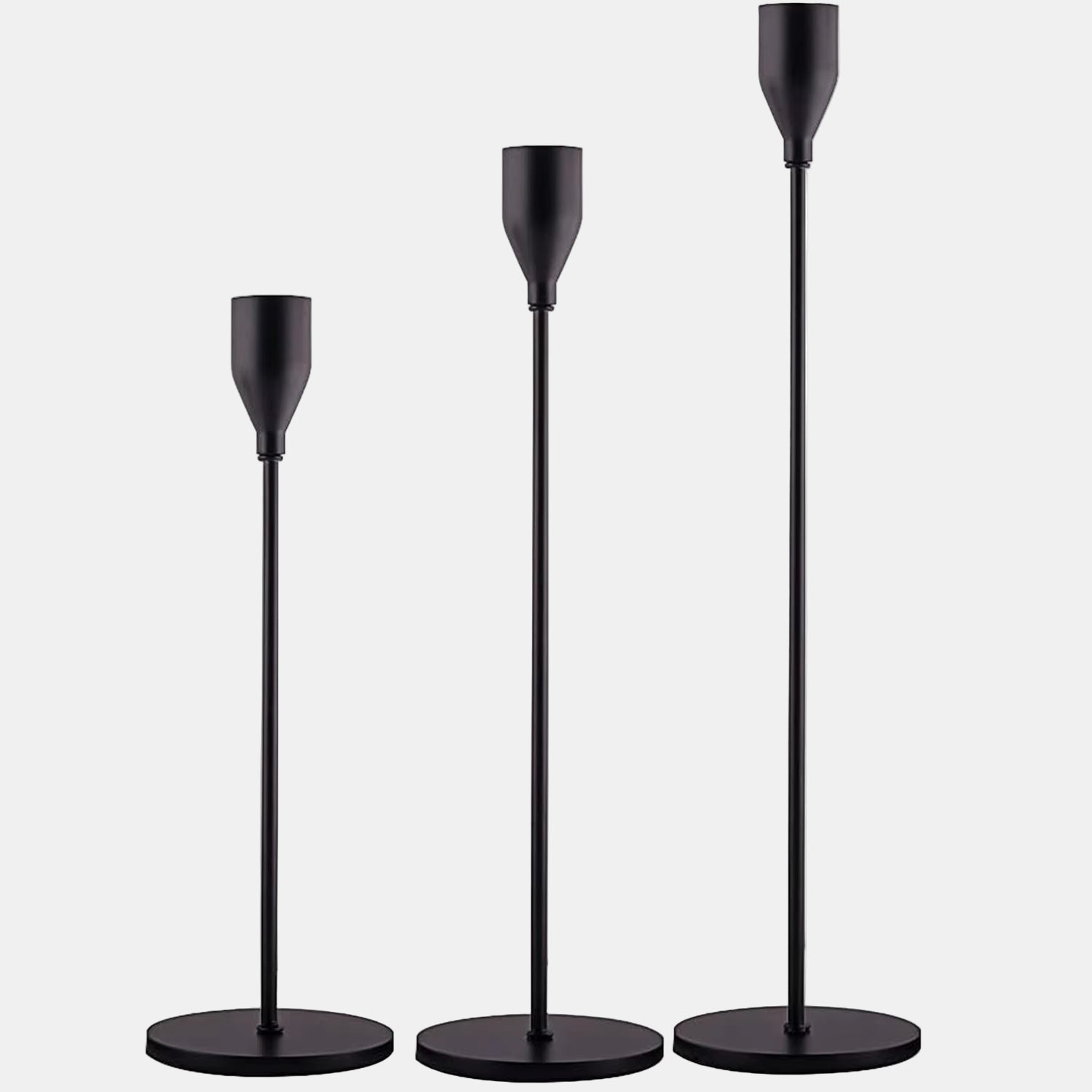 Elegant 3-Piece Glass Candle Holders Set – Decorative Centerpiece for Home-Candle Holders-Unique Casa-Black-Unique Casa