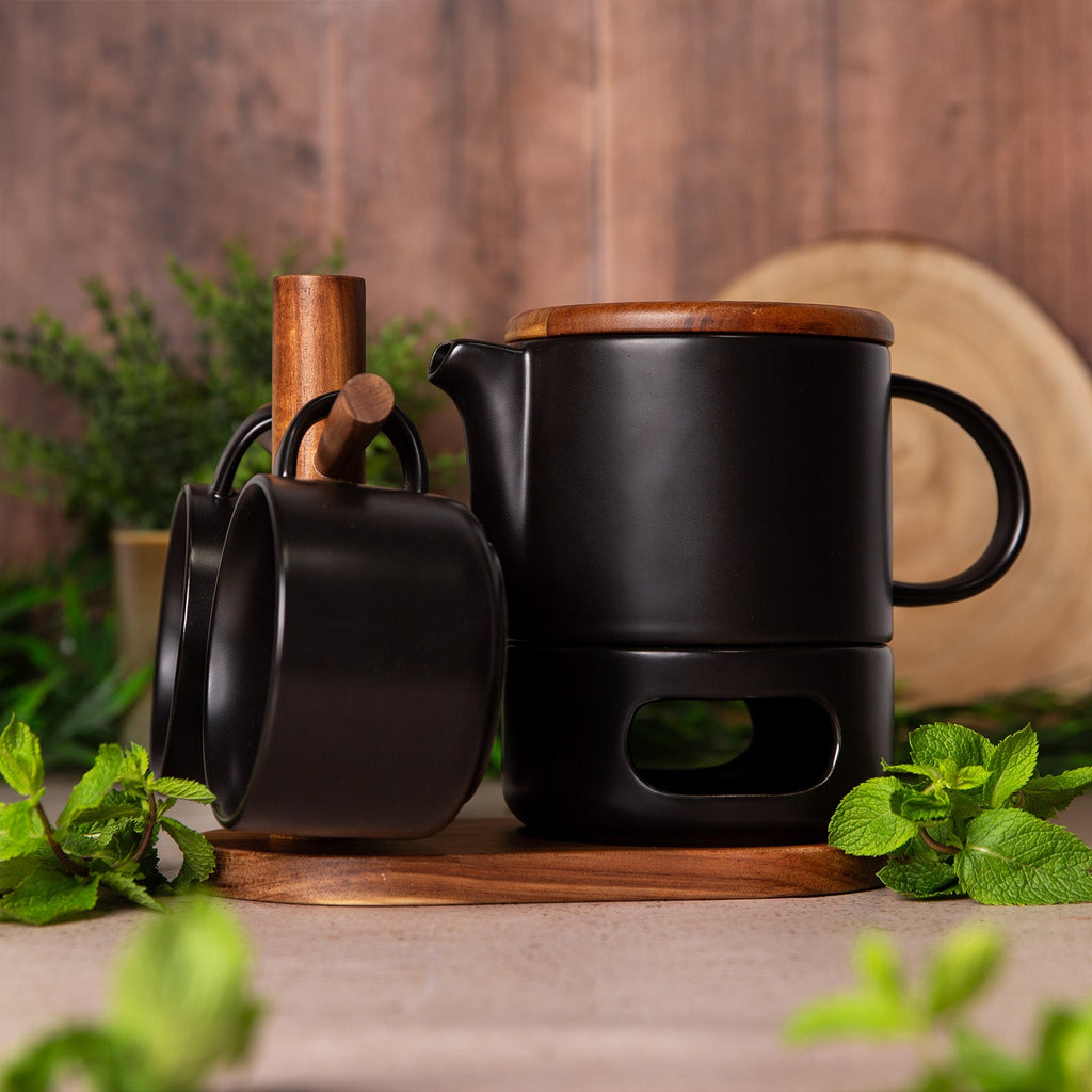 Elegant Ceramic Teapot Set with Suspension Rack – Ideal Tea Service Set 1