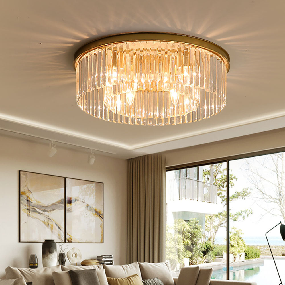 Elegant Crystal Flush Mount Ceiling Light Fixture – Modern Décor for Living Spaces 2