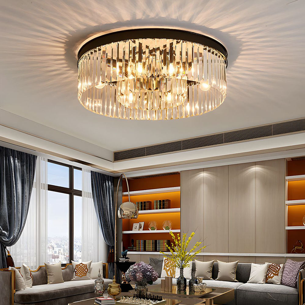 Elegant Crystal Flush Mount Ceiling Light Fixture – Modern Décor for Living Spaces 3