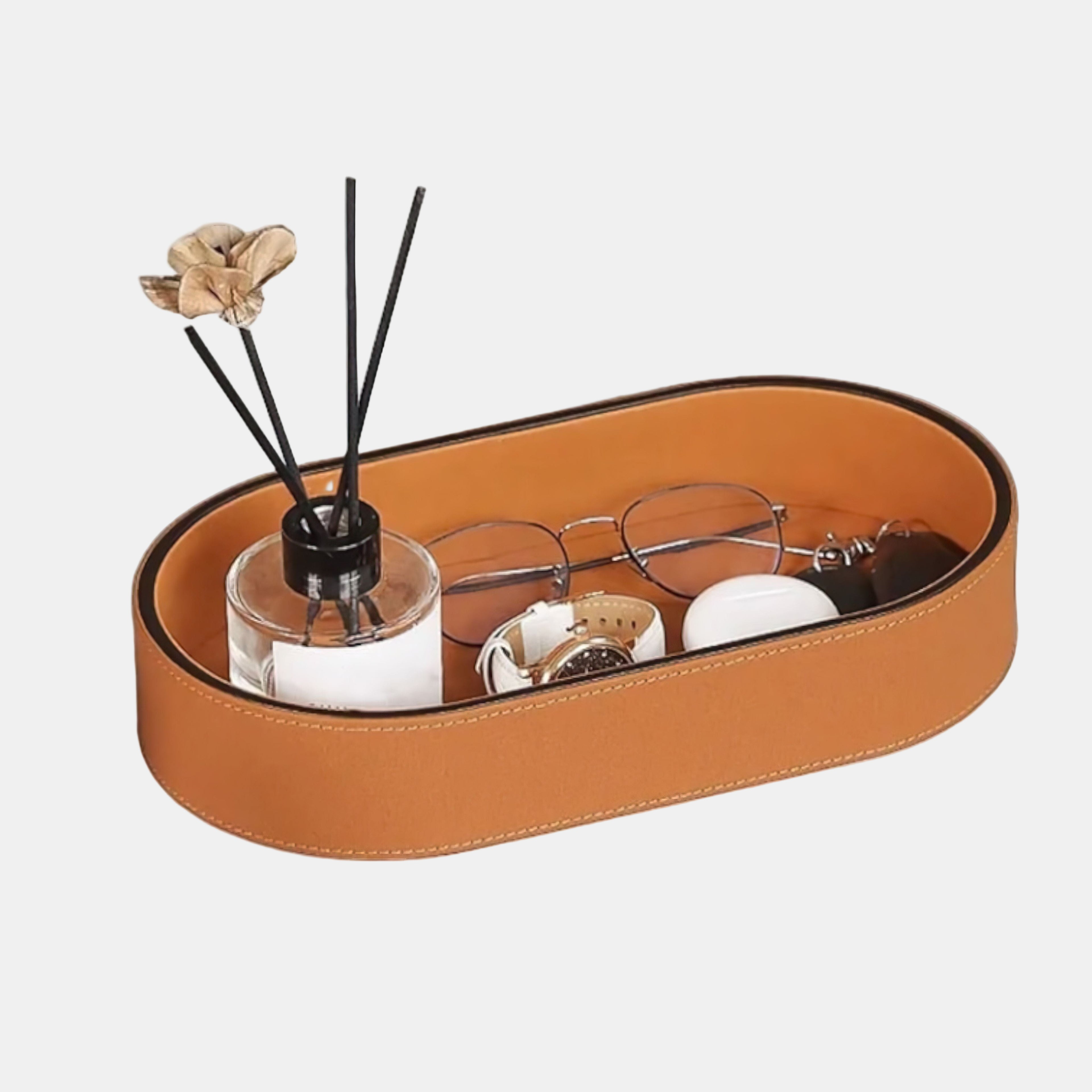 Elegant Desk Organizer Tray in PU Leather – Stylish Storage for Keys and Jewelry 3