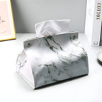 Elegant Marble Tissue Box Holder – Stylish PU Leather Cover for Home Decor 3