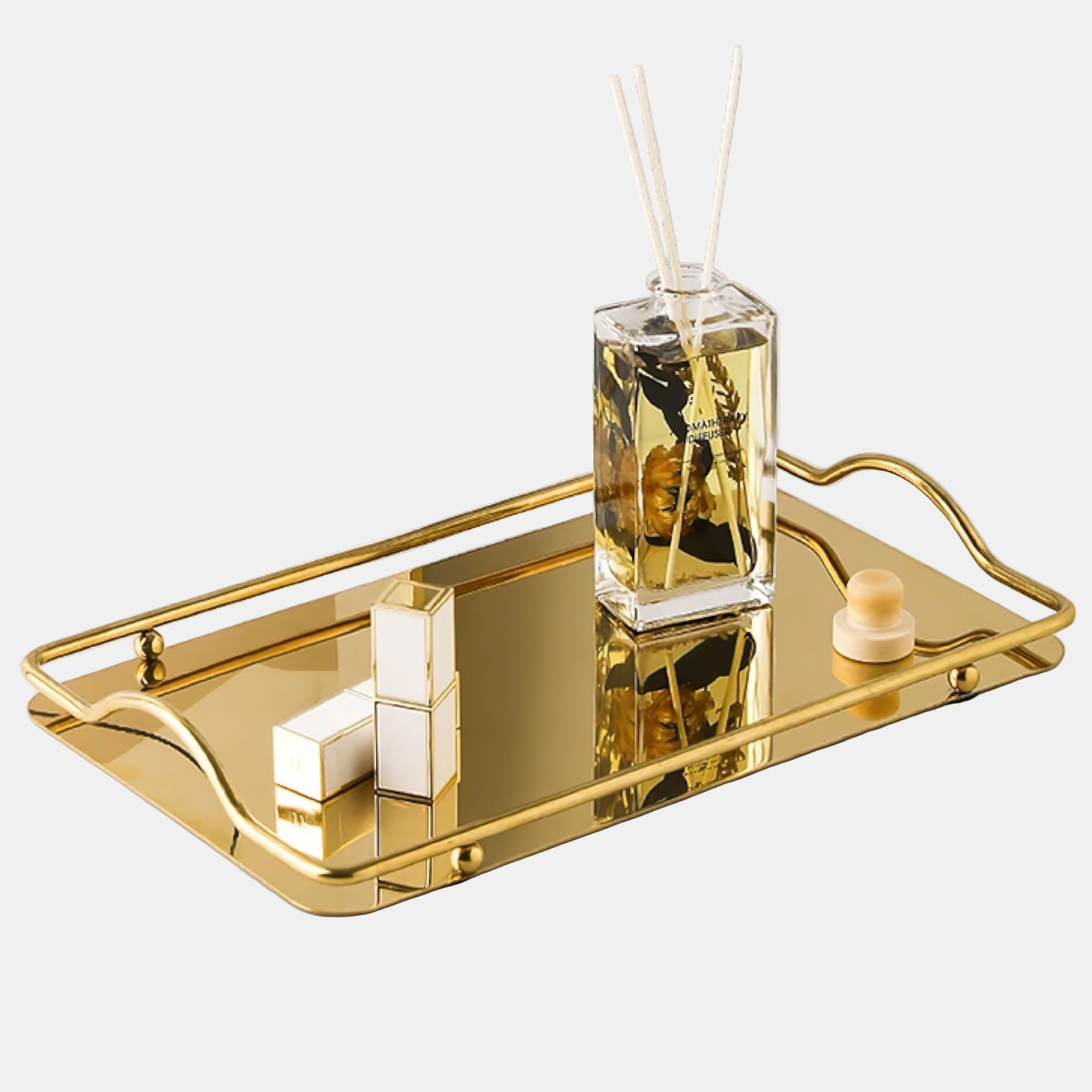Elegant Metal Serving Tray – Modern Serveware for Home Organization 0